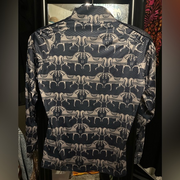 NWOT Rönner Plume Quarter Zip Lightweight in Navy Steed Print Horses - Small - Picture 12 of 13
